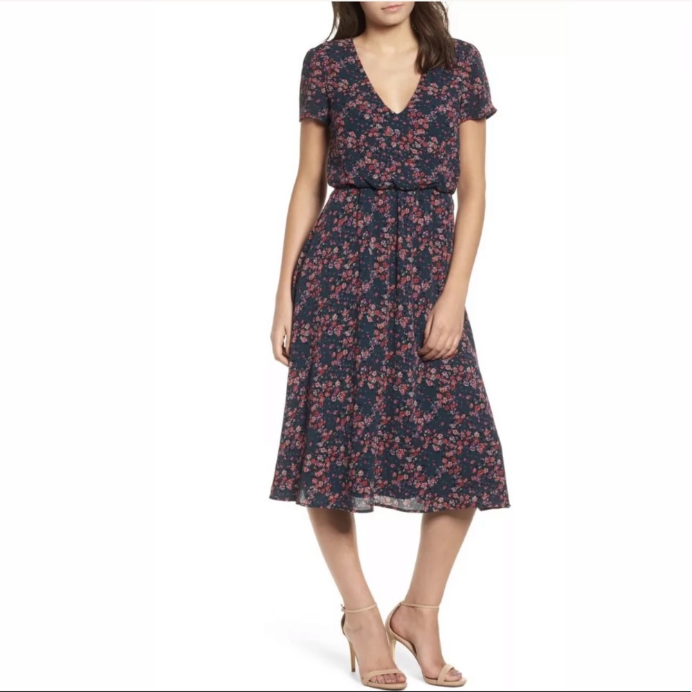 WAYF Midi Floral Blouson Dress Medium